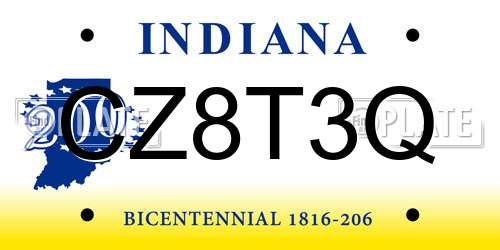 CZ8T3Q Indiana License Plate