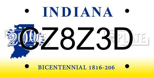 CZ8Z3D Indiana License Plate