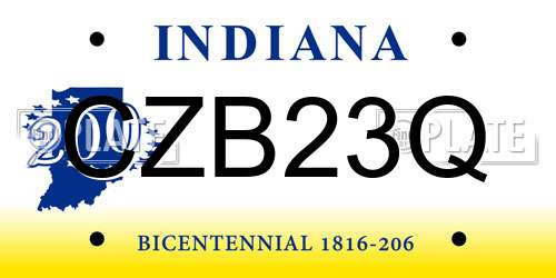 CZB23Q Indiana License Plate