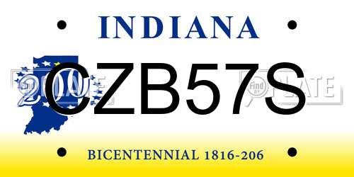 CZB57S Indiana License Plate