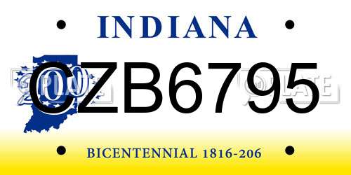CZB6795 Indiana License Plate
