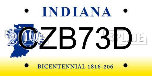 CZB73D Indiana License Plate