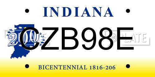 CZB98E Indiana License Plate