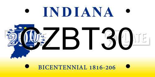 CZBT30 Indiana License Plate
