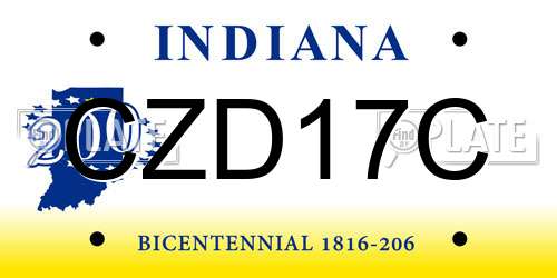 CZD17C Indiana License Plate