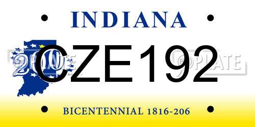 CZE192 Indiana License Plate