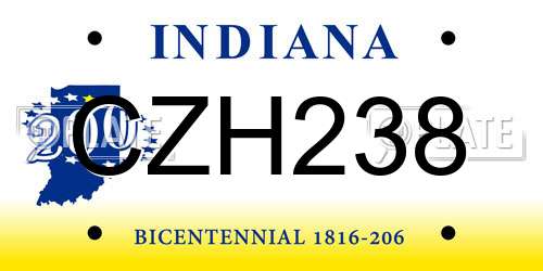 CZH238 Indiana License Plate