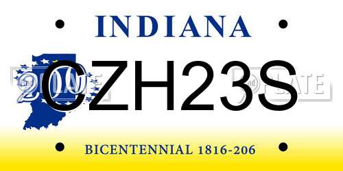 CZH23S Indiana License Plate