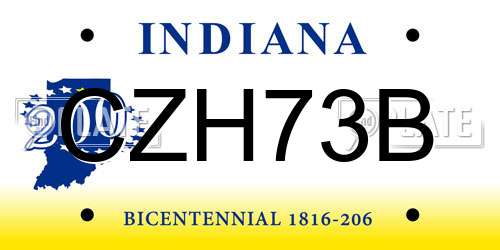 CZH73B Indiana License Plate