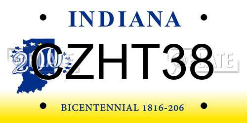 CZHT38 Indiana License Plate