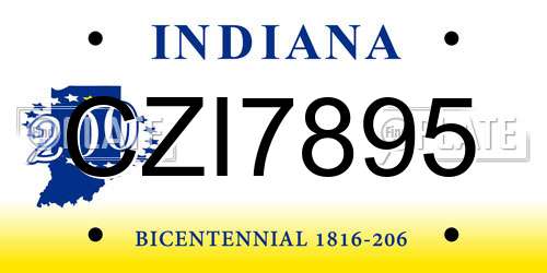 CZI7895 Indiana License Plate