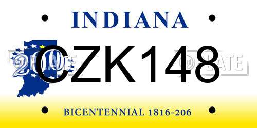 CZK148 Indiana License Plate