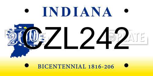 CZL242 Indiana License Plate