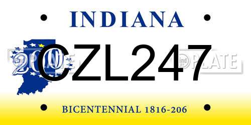 CZL247 Indiana License Plate