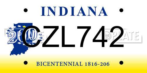 CZL742 Indiana License Plate