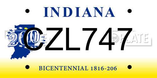 CZL747 Indiana License Plate