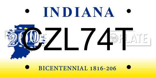CZL74T Indiana License Plate