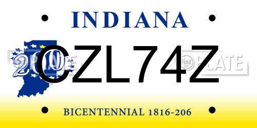 CZL74Z Indiana License Plate