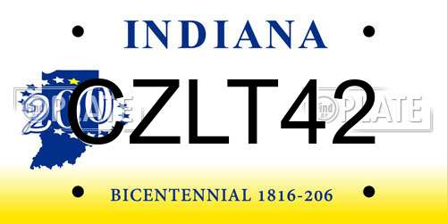 CZLT42 Indiana License Plate