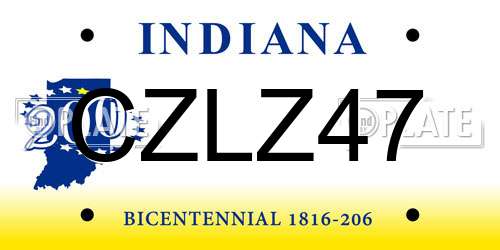 CZLZ47 Indiana License Plate