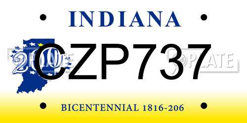 CZP737 Indiana License Plate