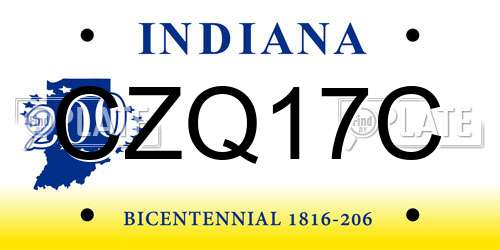 CZQ17C Indiana License Plate