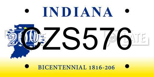 CZS576 Indiana License Plate