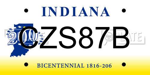 CZS87B Indiana License Plate