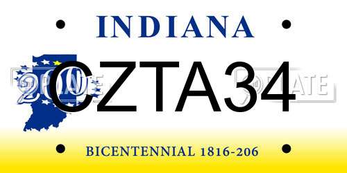 CZTA34 Indiana License Plate