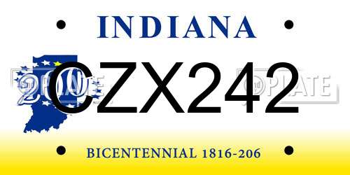 CZX242 Indiana License Plate