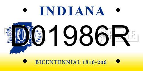 D01986R Indiana License Plate