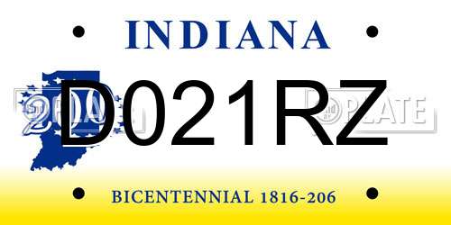 D021RZ Indiana License Plate