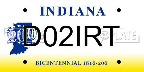 D02IRT Indiana License Plate