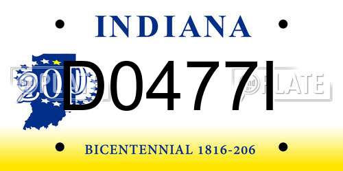 D0477I Indiana License Plate