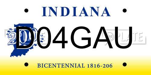 D04GAU Indiana License Plate