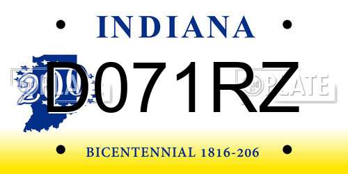 D071RZ Indiana License Plate