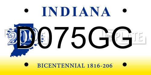 D075GG Indiana License Plate