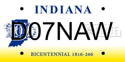 D07NAW Indiana License Plate