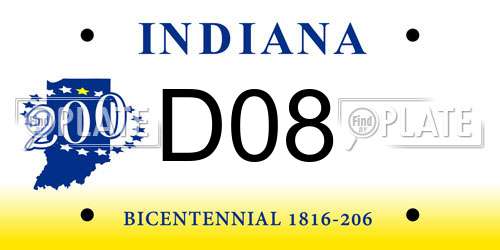 D08 Indiana License Plate