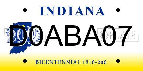 D0ABA07 Indiana License Plate
