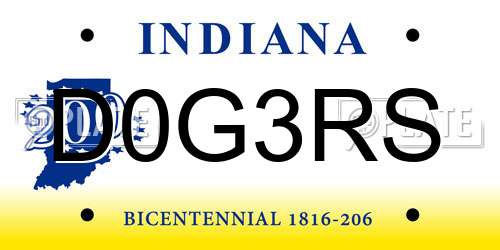 D0G3RS Indiana License Plate