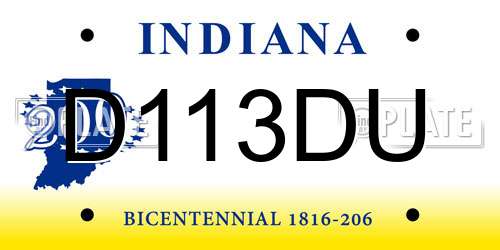 D113DU Indiana License Plate
