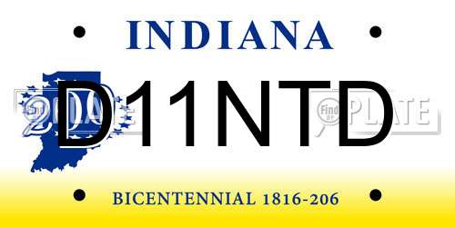 D11NTD Indiana License Plate