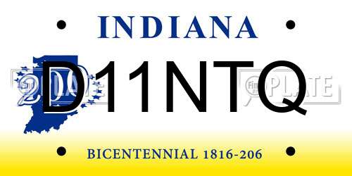 D11NTQ Indiana License Plate