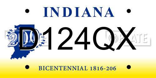 D124QX Indiana License Plate