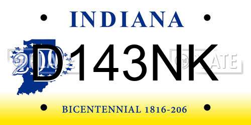 D143NK Indiana License Plate