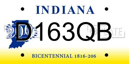 D163QB Indiana License Plate