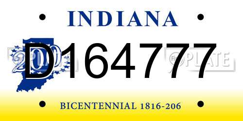 D164777 Indiana License Plate