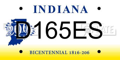 D165ES Indiana License Plate