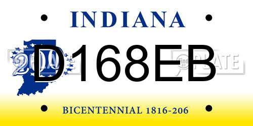 D168EB Indiana License Plate